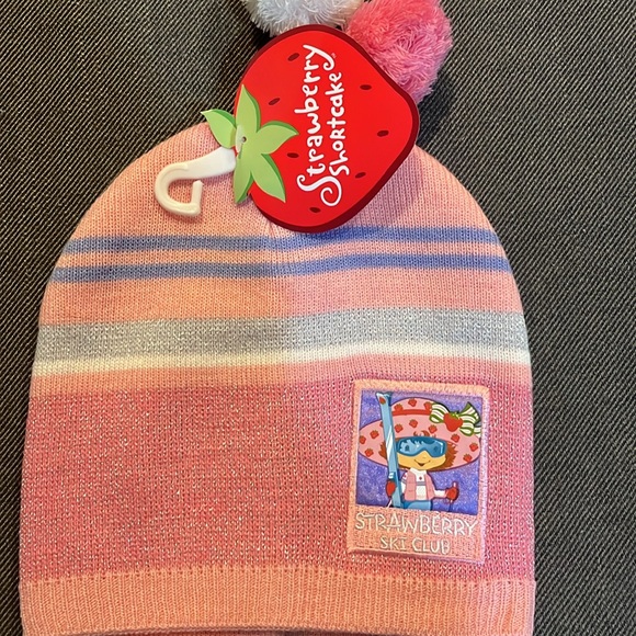 Pink Strawberry Shortcake Beanie with Pom Poms NWT - Picture 3 of 3